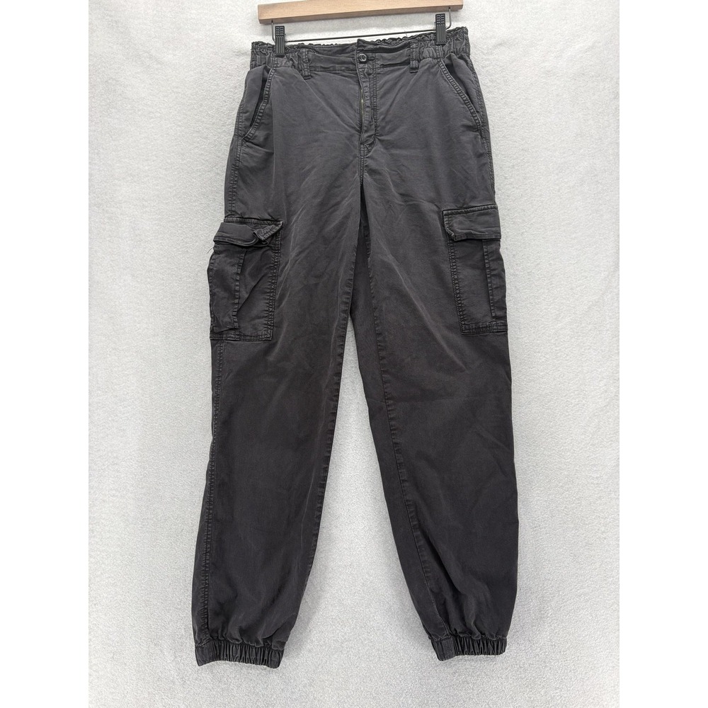 American Eagle Baggy Jogger Cargo Pants Womens 10 Long Gray Twill Casual Stretch
